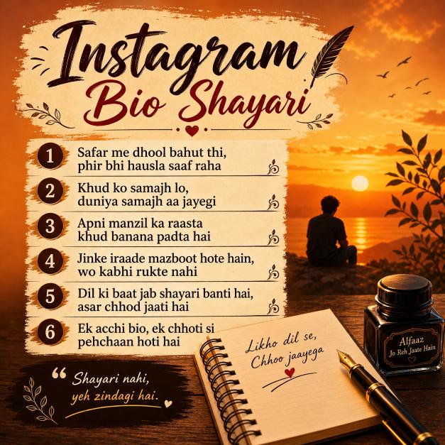 Best Instagram Bio Shayari - Attitude & Love