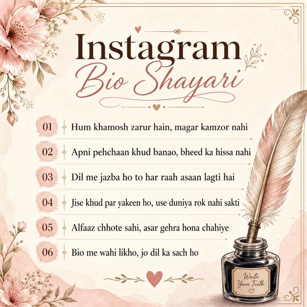 Best Instagram Bio Shayari - Attitude & Love