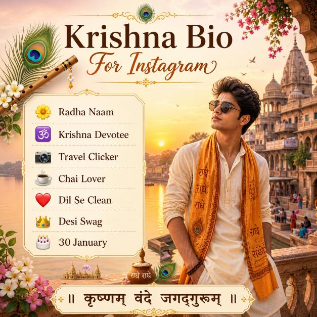 Krishna Bio For Instagram 2026: 135+ Unique Krishna Sada Sahayate & Radhe Krishna Bios