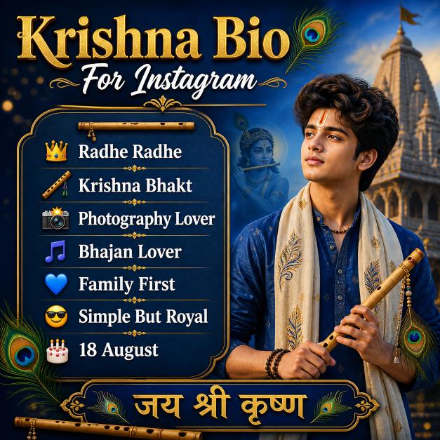 Krishna Bio For Instagram 2026: 135+ Unique Krishna Sada Sahayate & Radhe Krishna Bios